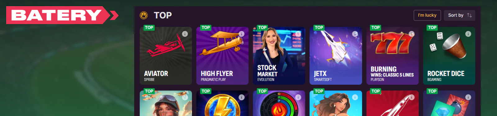 Casino section for Pakistani players Batery