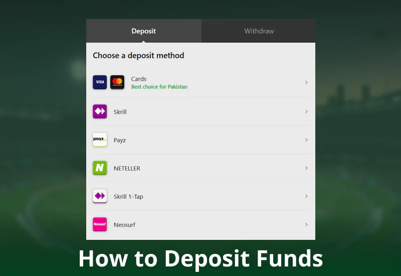 Recharge method on Betway Pakistan