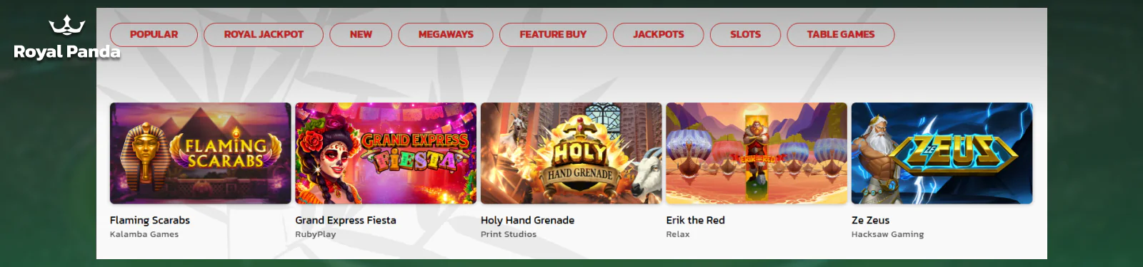 Casino section for Pakistani players Royal Panda