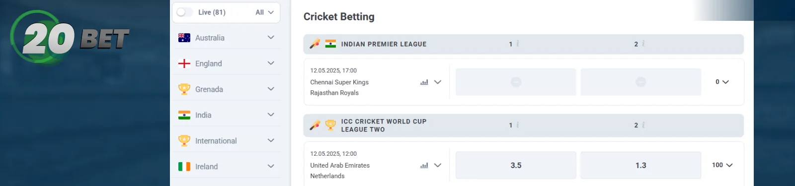 20Bet Sports Betting Guide
