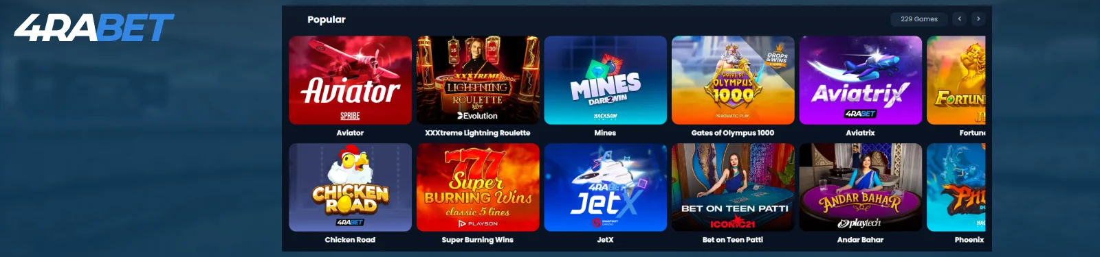 4rabet Casino section