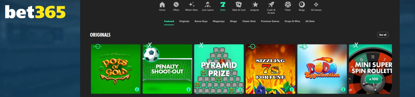 Bet365 Casino section