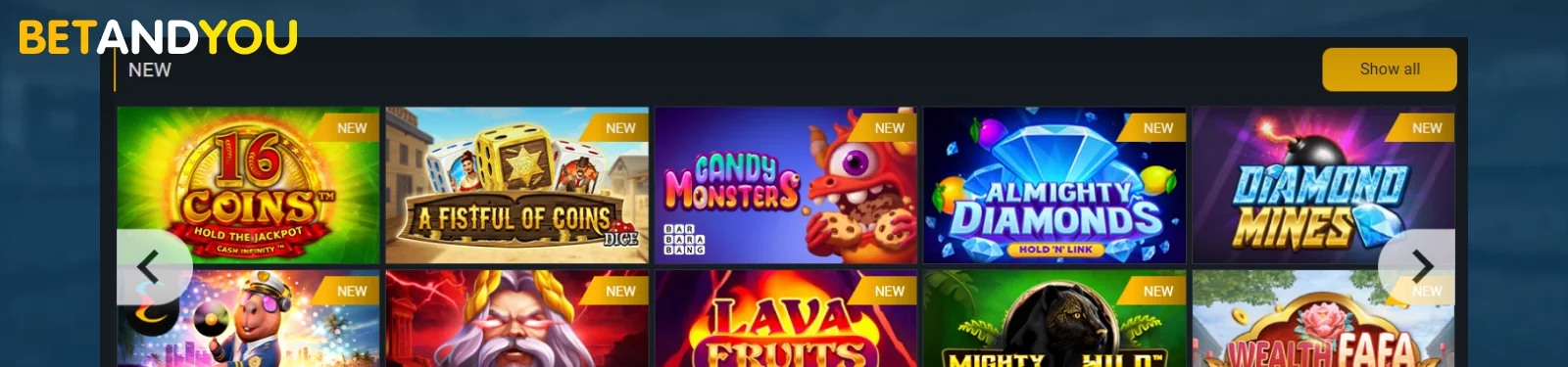 BetAndYou Casino section