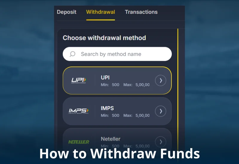 Withdrawal method on Bettilt