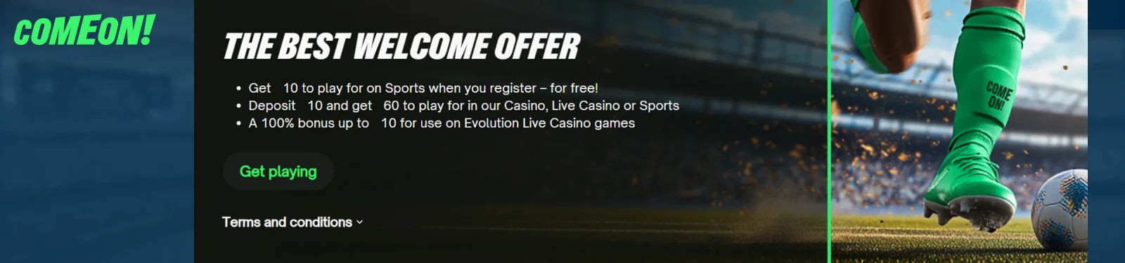 ComeOn Registration Bonus