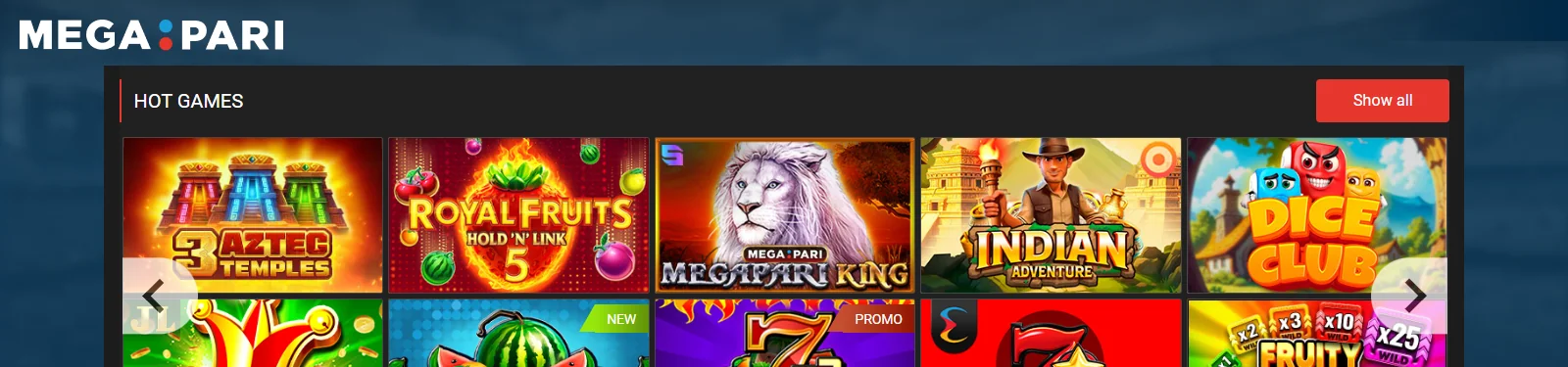 Megapari Casino section