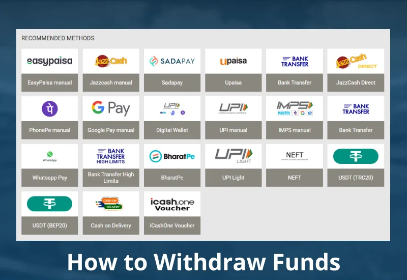 Withdrawal method on Megapari