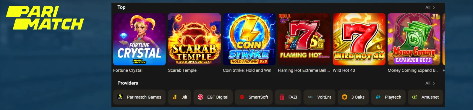 Parimatch Casino section