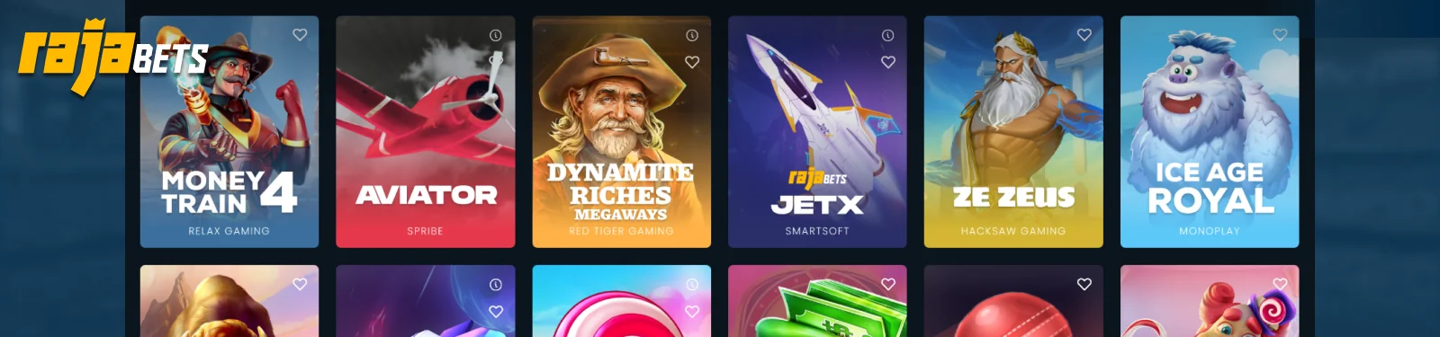 Rajabets Casino section