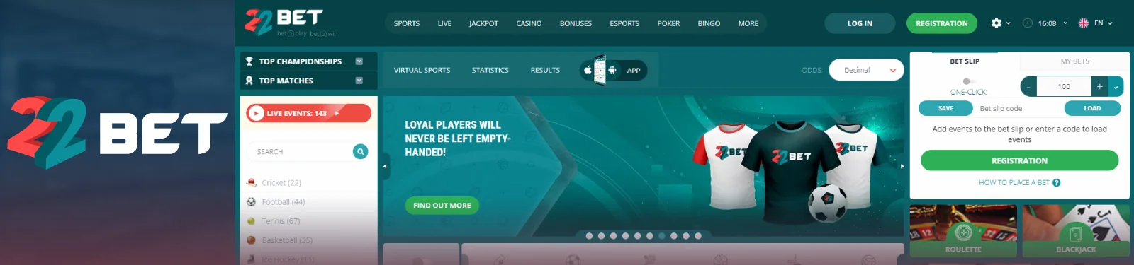 22Bet Website Review on MyLegalBookie