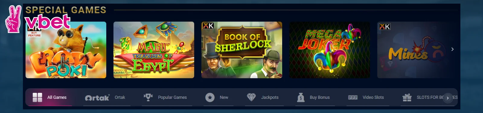Vbet Casino section